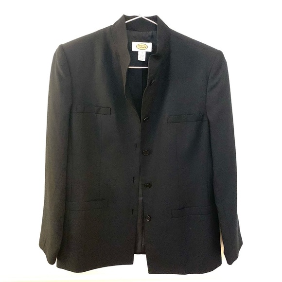 TALBOTS Silk and Cotton Blend Mandarin Collar Jacket Blazer Pockets Line… - Picture 2 of 5